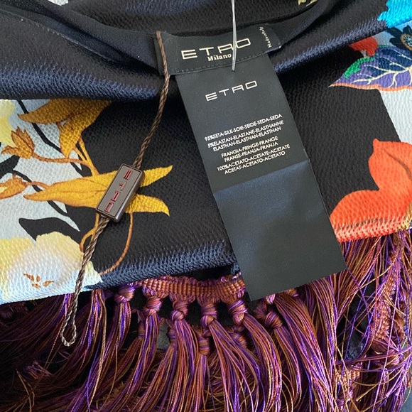 Etro Silk Elastane Stunning Print Fringe Hem Poncho New With Tags Made in Italy - Picture 3 of 16
